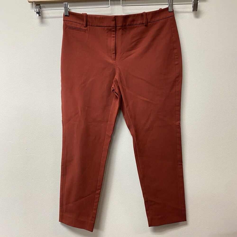 White House Black Market 12 Slim Ankle Capri Mid Rise Pockets Stretch Red Orange